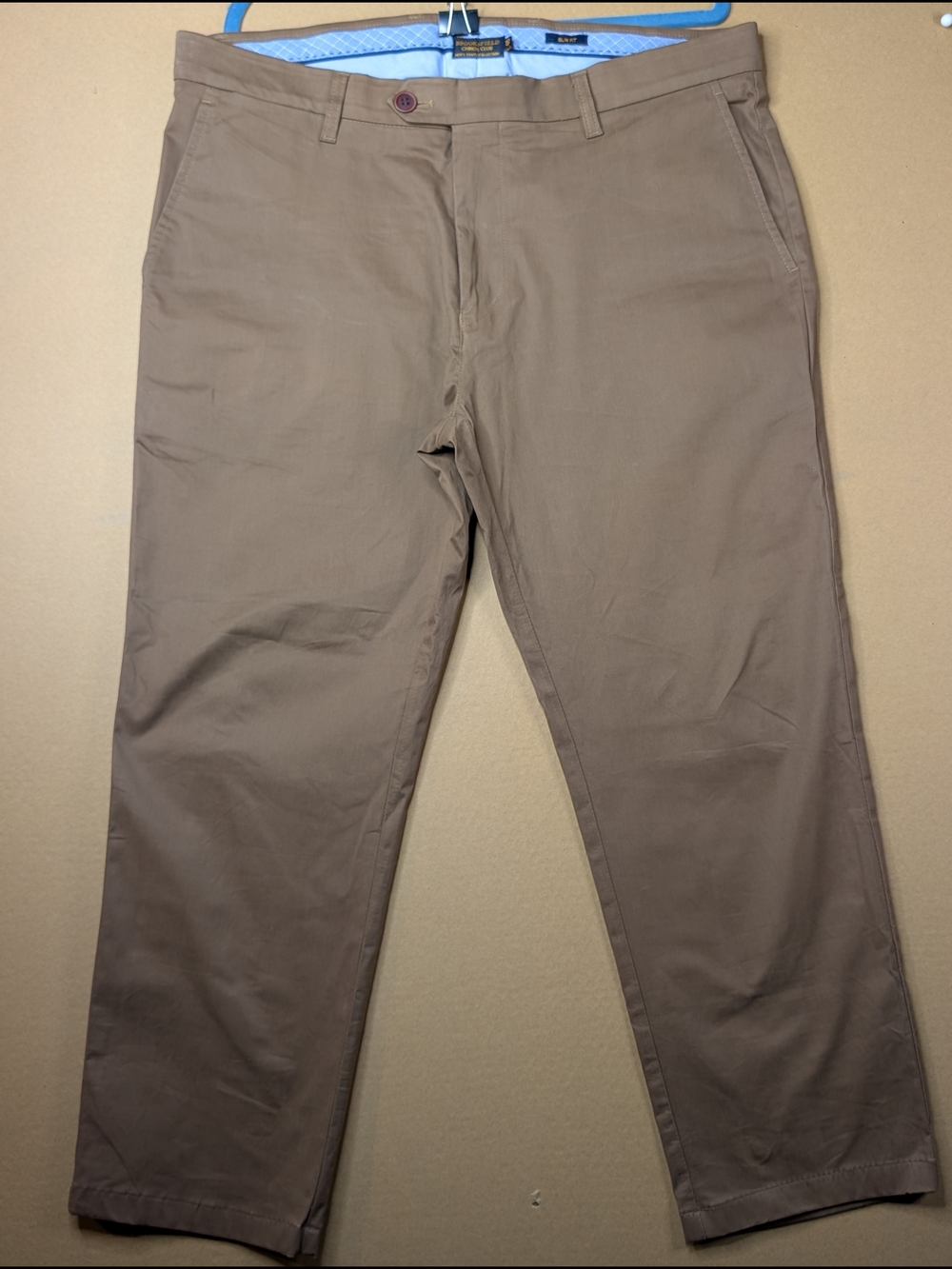 Men's Brown Brooksfield Stretch Chino Pants